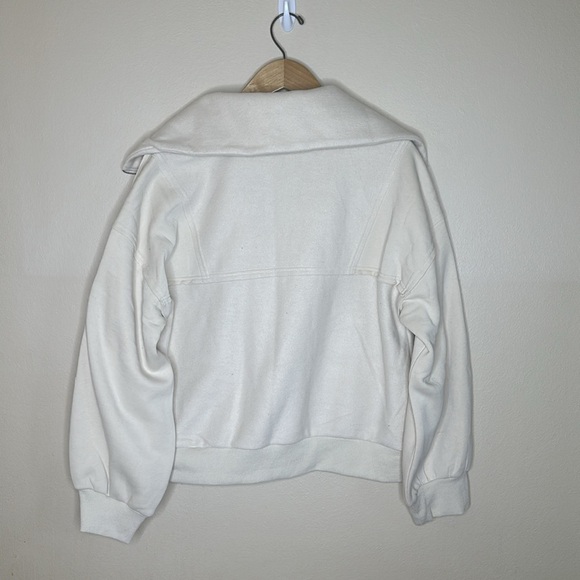 New In Half Zip Fleece Pullover Cream Womens Size  Large Cargo Pockets Relaxed - Picture 9 of 11